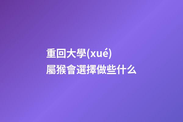 重回大學(xué) 屬猴會選擇做些什么